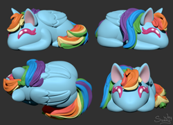 Size: 1468x1061 | Tagged: safe, artist:sunny way, derpibooru import, rainbow dash, pegasus, pony, 3d, bun, buns, chibi, cute, digital art, female, feral, mare, smiling, solo, wings, zbrush