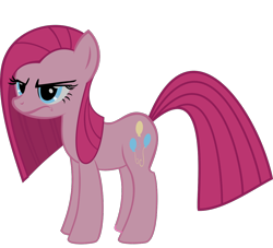Size: 1126x1024 | Tagged: safe, artist:retroponybro, derpibooru import, pinkie pie, earth pony, pony, angry, female, frown, full body, long mane, mare, pinkamena diane pie, pinkie pie is not amused, simple background, solo, three quarter view, transparent background, unamused, vector