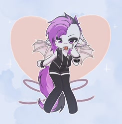 Size: 1654x1688 | Tagged: safe, artist:auroracursed, derpibooru import, oc, oc:moonstone, anthro, bat pony, anthro oc, cute, eyeshadow, makeup, punk