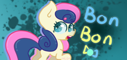 Size: 584x277 | Tagged: safe, artist:mylittleartist2468, derpibooru import, bon bon, sweetie drops, earth pony, pony, butt, female, mare, open mouth, plot, raised hoof, raised leg, solo, teeth