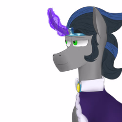 Size: 3000x3000 | Tagged: safe, artist:sh4deshad0w41, derpibooru import, king sombra, unicorn, curved horn, glowing, glowing horn, good king sombra, horn, implied princess celestia, implied shipping, jewelry, looking at someone, magic, regalia, simple background, smiley face, smiling, solo, telekinesis, white background