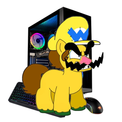 Size: 2000x2000 | Tagged: safe, artist:davidti2006, derpibooru import, pony, computer, meme, pc game, ponified, simple background, solo, species swap, wario, white background