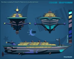 Size: 2500x2000 | Tagged: safe, artist:devillustart, derpibooru import, airship, prisoners of the moon, reference sheet, vehicle