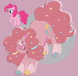 Size: 1659x1620 | Tagged: safe, artist:0xeyee, derpibooru import, pinkie pie, earth pony, pony, redesign, simple background, solo