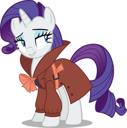 Size: 10049x10115 | Tagged: safe, artist:fruft, derpibooru import, rarity, pony, unicorn, rarity investigates, season 5, absurd resolution, clothes, detective rarity, female, mare, simple background, smiling, solo, transparent background, vector