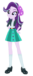 Size: 267x611 | Tagged: safe, artist:lorenzodennis28, artist:selenaede, derpibooru import, starlight glimmer, human, equestria girls, friendship games, base used, clothes, hand on hip, hat, high heels, school spirit, school uniform, schoolgirl, shoes, simple background, skirt, solo, white background