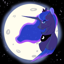 Size: 1500x1500 | Tagged: safe, artist:重度福瑞控患者, derpibooru import, princess luna, alicorn, pony, female, mare, moon, night, solo