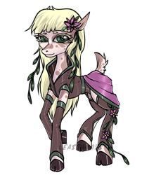 Size: 1302x1364 | Tagged: safe, artist:leastways, derpibooru import, oc, oc only, deer, deer pony, original species, blonde, blonde hair, commission, deer oc, flower, flower in hair, flowing mane, nature, non-pony oc, plant, reference sheet, signature, simple background, solo, superhero, superhero costume, transparent background