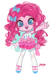 Size: 883x1227 | Tagged: safe, artist:卯卯七, derpibooru import, pinkie pie, equestria girls, chibi, heart, heart eyes, looking at you, solo, waving, waving at you, wingding eyes