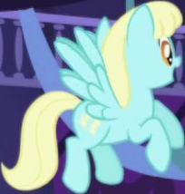 Size: 204x214 | Tagged: safe, derpibooru import, screencap, sassaflash, pegasus, pony, friendship is magic, background character, background pony, cropped, female, flying, mare, spread wings, wings