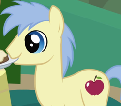 Size: 757x661 | Tagged: safe, derpibooru import, screencap, red delicious, earth pony, pony, friendship is magic, apple family member, background character, background pony, cropped, male, missing nostrils, stallion