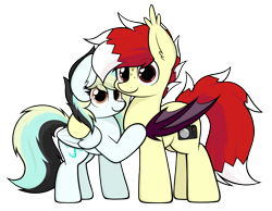 Size: 2749x2131 | Tagged: safe, artist:aaathebap, derpibooru import, oc, oc:aaaaaaaaaaa, oc:swifty breeze, bat pony, pegasus, pony, duo, hug