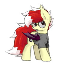 Size: 2221x1891 | Tagged: safe, artist:aaathebap, derpibooru import, oc, oc only, oc:aaaaaaaaaaa, bat pony, pony, bat pony oc, clothes, glasses, looking offscreen, male, shirt, simple background, solo, t-shirt, white background