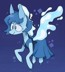 Size: 1861x2048 | Tagged: safe, artist:volchok, derpibooru import, oc, oc only, pegasus, pony, clothes, dress, ears, ears up, flying, smiling, solo, steven universe