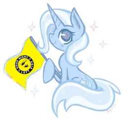 Size: 680x660 | Tagged: safe, artist:ammersarts, derpibooru import, edit, trixie, pony, unicorn, ears up, flag, horn, simple background, sitting, smiling, solo, stars