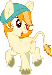 Size: 579x840 | Tagged: safe, derpibooru import, oc, oc:creamsicle, donkey, base, base used, beanie, chest fluff, cream coat, donkey oc, female, happy, hat, hooves, long ears, long mane, long tail, open mouth, orange mane, red eyes, solo, tail, unshorn fetlocks