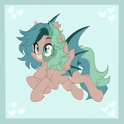 Size: 2048x2048 | Tagged: safe, artist:moonydropps, derpibooru import, oc, oc only, bat pony, pony, cyan eyes, ear fluff, ears, fluffy, hair, mane, solo, tail, wings