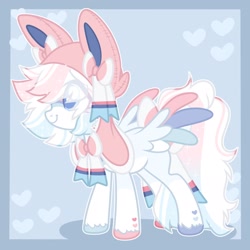 Size: 2048x2048 | Tagged: safe, artist:moonydropps, derpibooru import, oc, oc only, pegasus, pony, blue eyes, bow, ears, hair, hat, mane, smiling, solo, spread wings, tail, wings