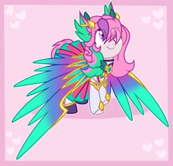 Size: 2048x1955 | Tagged: safe, artist:moonydropps, derpibooru import, oc, oc only, pegasus, pony, clothes, hair, looking up, mane, pink eyes, skirt, smiling, solo, tail, wings