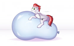 Size: 1280x806 | Tagged: safe, artist:teysard, derpibooru import, oc, oc:swift apex, pegasus, pony, balloon, balloon riding, photo, simple background, solo, that pony sure does love balloons, white background