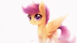 Size: 1024x576 | Tagged: safe, derpibooru import, machine learning assisted, machine learning generated, pegasus, pony, cute, female, filly, foal, simple background, solo, white background