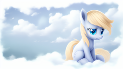 Size: 1024x576 | Tagged: safe, derpibooru import, machine learning assisted, machine learning generated, pony, cute, female, filly, foal, sad, simple background, sitting, solo