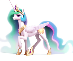 Size: 768x640 | Tagged: safe, derpibooru import, machine learning assisted, machine learning generated, princess celestia, alicorn, pony, cute, female, jewelry, mare, regalia, simple background, solo, white background