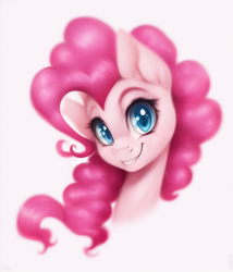 Size: 768x896 | Tagged: safe, derpibooru import, machine learning assisted, machine learning generated, pinkie pie, earth pony, pony, bust, cute, female, mare, portrait, simple background, solo, white background