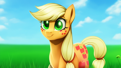 Size: 1024x576 | Tagged: safe, derpibooru import, machine learning assisted, machine learning generated, applejack, earth pony, pony, cute, female, jackabetes, mare, solo