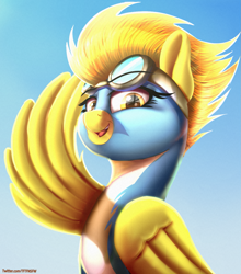 Size: 1269x1445 | Tagged: safe, artist:2fat2fly, derpibooru import, spitfire, pegasus, pony, looking at you, salute, solo