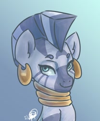 Size: 1000x1200 | Tagged: safe, artist:mannybcadavera, derpibooru import, zecora, zebra, bust, female, mare, portrait, smiling, solo