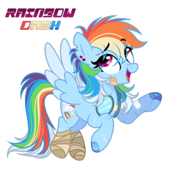 Size: 2048x2048 | Tagged: safe, derpibooru import, rainbow dash, bandage, ear piercing, goggles, piercing, redesign, simple background, transparent background