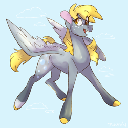 Size: 1850x1850 | Tagged: safe, artist:silenceartist, artist:triscuit-cafe, derpibooru import, derpy hooves, pegasus, pony, smiling, solo