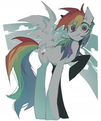 Size: 1643x1969 | Tagged: safe, artist:tet_triangle, derpibooru import, rainbow dash, pegasus, pony, female, simple background, solo, white background