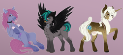 Size: 3083x1382 | Tagged: safe, artist:inyah, derpibooru import, oc, oc only, oc:avilius, oc:axel, oc:ransom, earth pony, pegasus, pony, unicorn, male, nudity, sheath, stallion