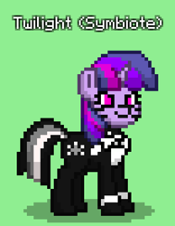 Size: 624x804 | Tagged: safe, derpibooru import, twilight sparkle, pony, unicorn, green background, pony town, simple background, solo, symbiote, venom