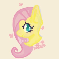 Size: 1280x1280 | Tagged: safe, artist:pt_roseee, derpibooru import, fluttershy, pegasus, pony, bust, female, mare, portrait, solo