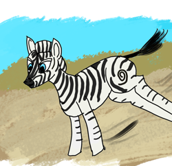 Size: 808x781 | Tagged: safe, artist:tavibird, derpibooru exclusive, derpibooru import, zebra, ambiguous gender, prancing, solo, stripes