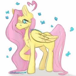 Size: 3000x3000 | Tagged: safe, artist:rxkuunuwu, derpibooru import, fluttershy, pegasus, pony, female, mare, solo