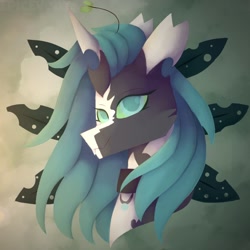 Size: 1080x1080 | Tagged: safe, artist:epiceventaux, derpibooru import, oc, changeling, collar, female, mare, solo