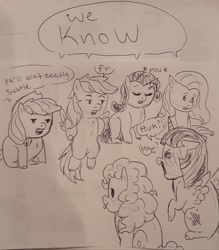 Size: 1791x2048 | Tagged: safe, artist:violetpony11, derpibooru import, applejack, fluttershy, pinkie pie, rainbow dash, rarity, twilight sparkle, twilight sparkle (alicorn), alicorn, female, lesbian, monochrome, shipping, sketch, traditional art, twinkie