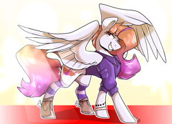 Size: 5000x3600 | Tagged: safe, artist:crookedbeetles, derpibooru import, oc, oc only, oc:spearmint dash, pegasus, clothes, female, mare, posing for photo, solo