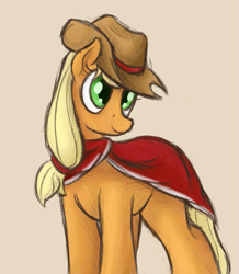 Size: 827x950 | Tagged: safe, artist:ahorseofcourse, derpibooru import, applejack, earth pony, pony, clothes, poncho, solo