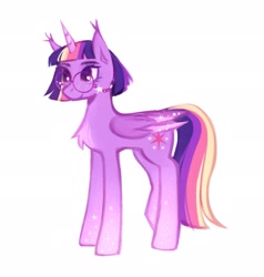 Size: 1947x2048 | Tagged: safe, artist:auchaczer, derpibooru import, twilight sparkle, twilight sparkle (alicorn), alicorn, pony, female, glasses, mare, simple background, solo, white background