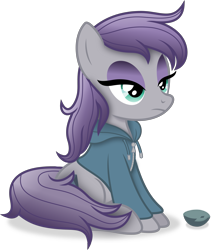 Size: 2937x3480 | Tagged: safe, artist:anime-equestria, derpibooru import, boulder (pet), maud pie, earth pony, alternate hairstyle, clothes, eyeshadow, female, hoodie, makeup, mare, simple background, sitting, solo, transparent background, vector