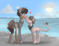 Size: 1000x768 | Tagged: safe, artist:thevixvix, derpibooru import, oc, oc only, earth pony, pony, blushing, butt, duo, gay, kissing, male, plot, shipping, stallion