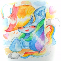 Size: 2160x2170 | Tagged: safe, artist:applejack_yokai, derpibooru import, rainbow dash, pegasus, pony, blushing, eyes closed, female, mare, open mouth, solo