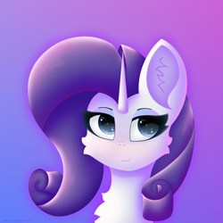 Size: 3500x3500 | Tagged: safe, artist:gaffy, derpibooru import, rarity, pony, unicorn, cheek fluff, chest fluff, female, gradient background, solo