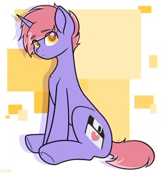 Size: 1259x1327 | Tagged: safe, artist:koa, derpibooru import, oc, oc only, pony, unicorn, eyebrows, eyebrows visible through hair, looking at you, sitting, solo, underhoof