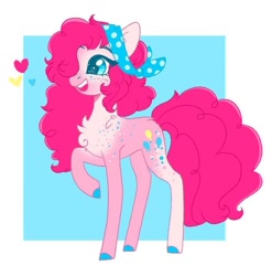 Size: 708x718 | Tagged: safe, artist:poni.adopts, derpibooru import, pinkie pie, bandana, heart, raised hoof, raised leg, solo